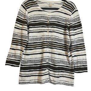 Christopher & Banks Women’s Cream & Black Sweater Cardigan Sz Medium‎ Casual